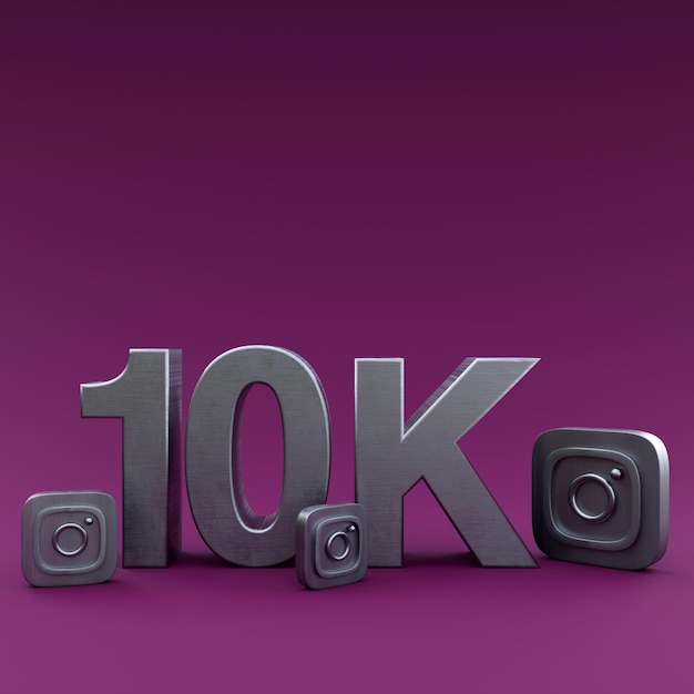 10k Instagram followers illustration 3D Render social media design