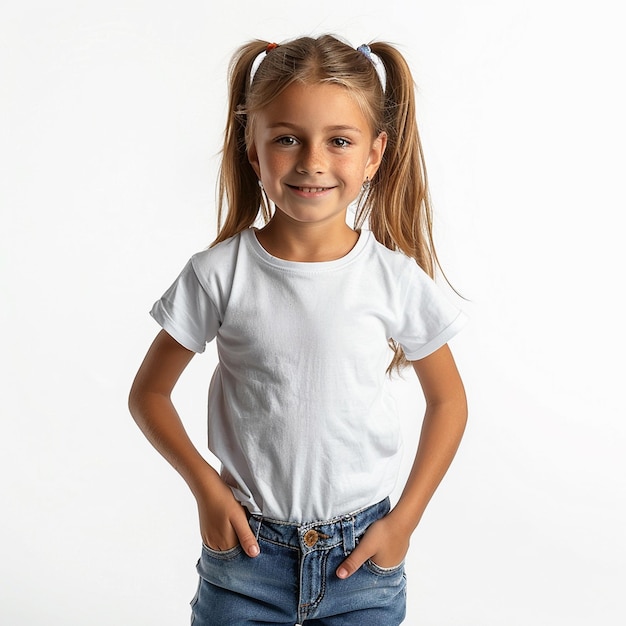 Photo 10yearold smiling girl white background