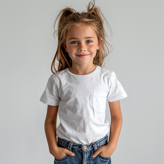 10yearold smiling girl white background