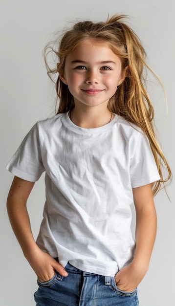 10yearold smiling girl white background