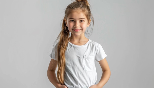 Photo 10yearold smiling girl white background