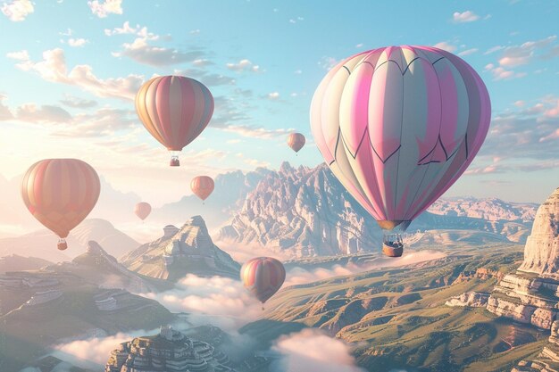 Photo 11 hot air balloons pastel love balloons32k uhd wimmelbilder fictional landscapes