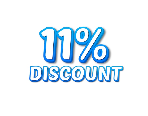 11 percent discount off 3d text image for promotion sale offer price cut white background for png