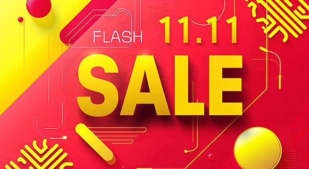 Photo 1111 flash sale vector illustration on red background bachelors day sale banner for november 11 chinese shopping day sale day concept