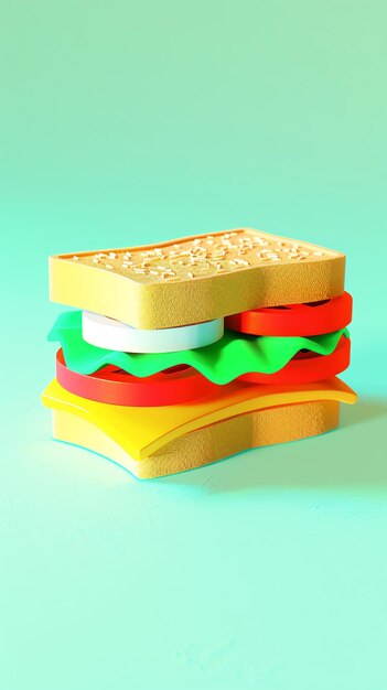 Photo 113 illustration of a 3d model of a sandwich icon in vibrant colors