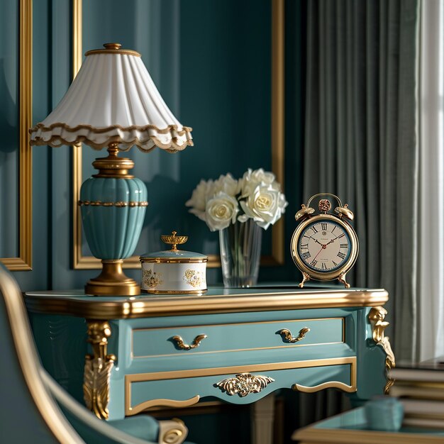 Photo 11h a luxurious french style table for mentel clock high key bright and lightness gold and glush