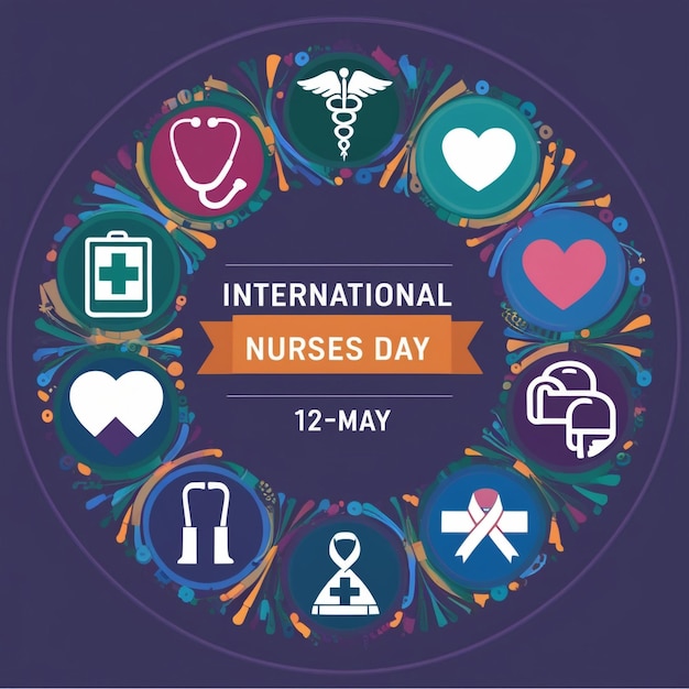 12 May International Nurses Day Background Template Nurse Dress Medical Instruments Medicine