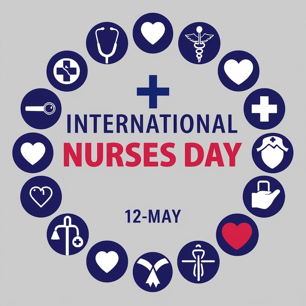 12 May International Nurses Day Background Template Nurse Dress Medical Instruments Medicine