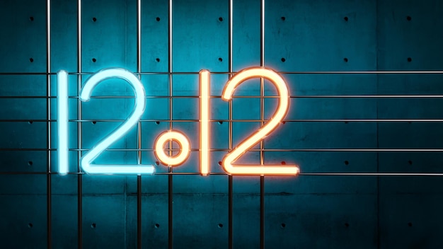 1212 Shopping day sale Sale Neon light orange and blue background sales online 3d illustration