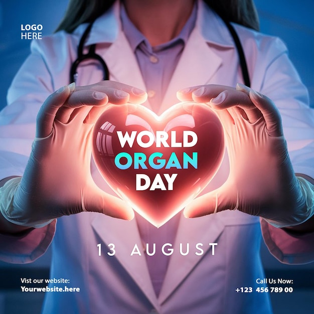 13 August World organ donation day social media poster template design International day