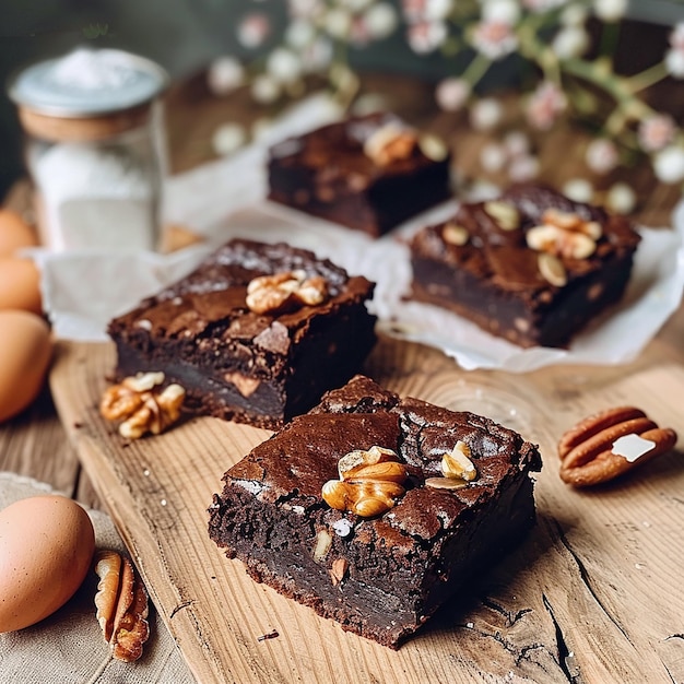 13h Brownies Ingrdients 200 g de chocolat noir 150 g de beurre 150 g de sucre en poudre