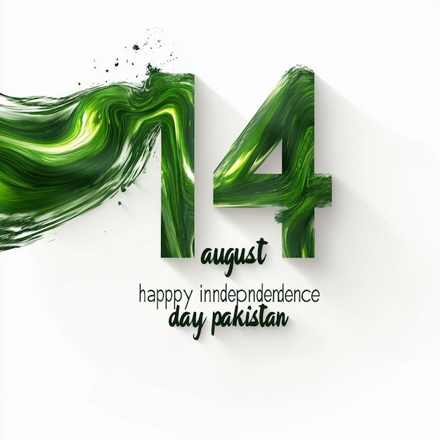 14 august happy independence day card white background