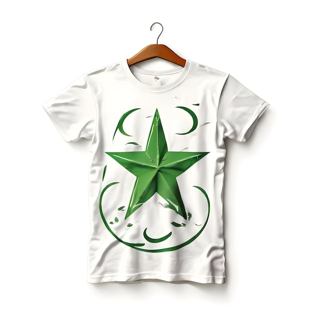 14 august Pakistan independence day written on t shirt design hanging