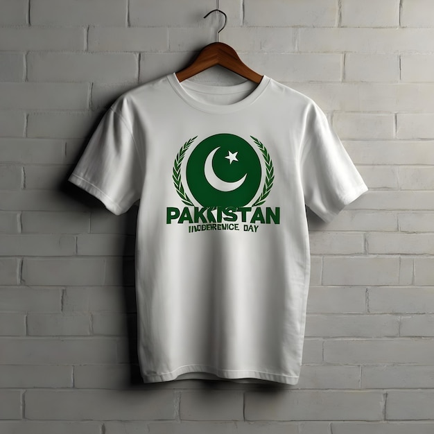 14 august Pakistan independence day written on t shirt design hanging