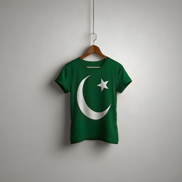 14 august Pakistan independence day written on t shirt design hanging