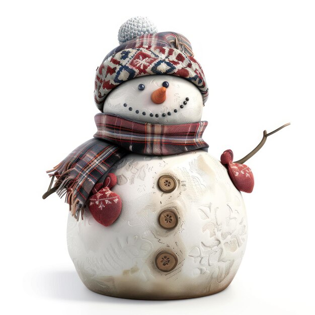 Photo 14 snowman clipart character element 3d illustration traditional look isolated on white background