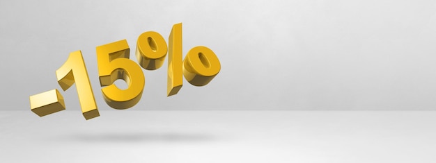 15 off discount offer 3D illustration isolated on white Horizontal banner