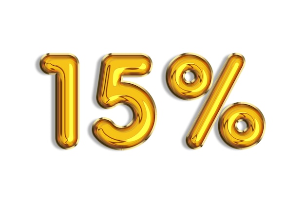 15 off discount promotion sale made of realistic 3d gold helium balloons Illustration of golden percent symbol for selling poster banner ads shopping concept Numbers isolated on white background