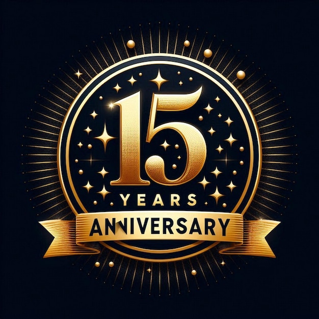 Photo 15 years anniversary golden anniversary celebration template design vector illustrations