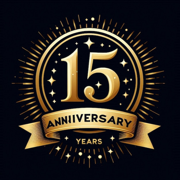 Photo 15 years anniversary golden anniversary celebration template design vector illustrations