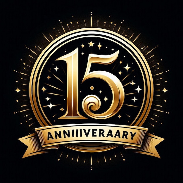 15 Years Anniversary Golden anniversary celebration template design Vector illustrations