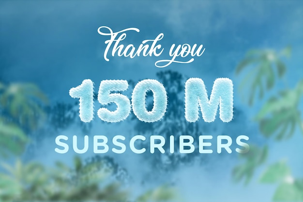 150 Million subscribers celebration greeting banner with frozen design