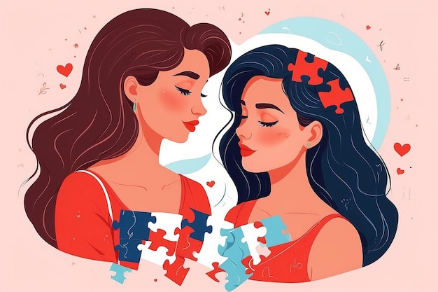 16 Illustrate someone building a selflove puzzle with pieces of selfacceptance