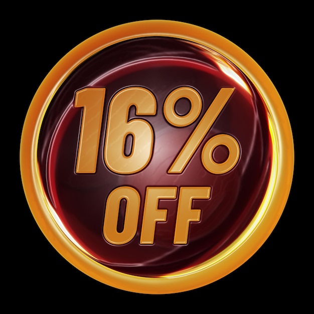 16 percent off on round sign for discount promotion offer and sale concept