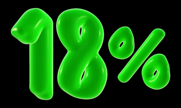 18 percent with green color for sale discount promotion and business concept