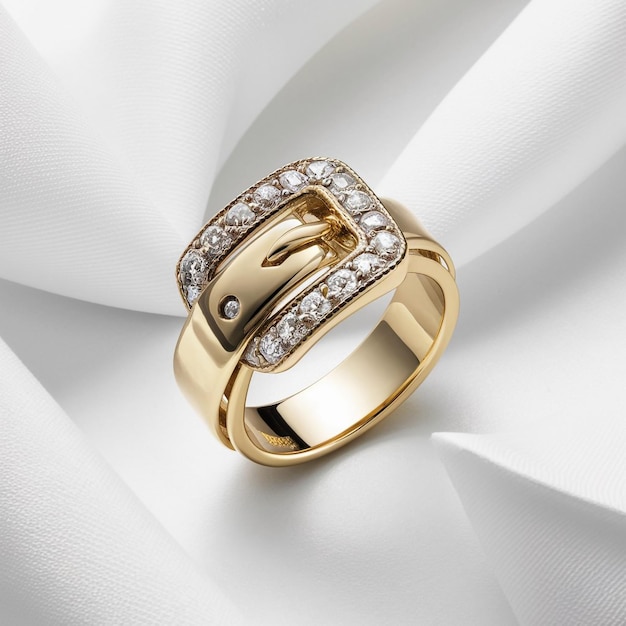 18KT Yellow Gold Diamond Buckle Ring