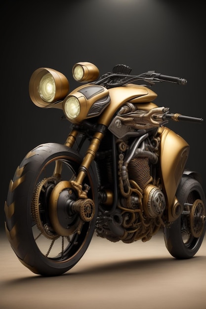 19 century Victorian era Steampunk style motorcycle