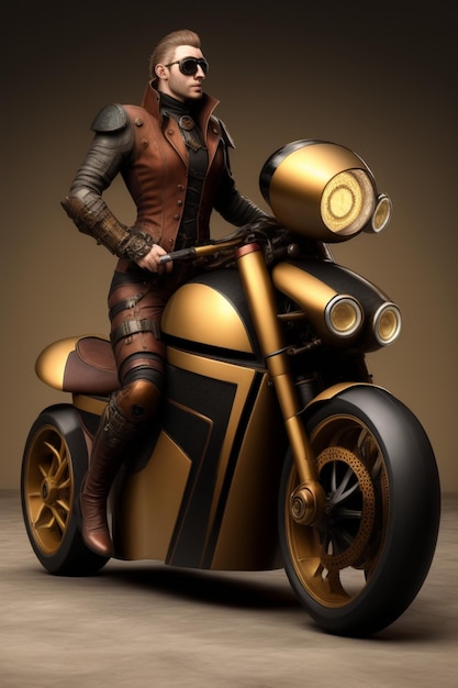 19 century Victorian era Steampunk style motorcycle