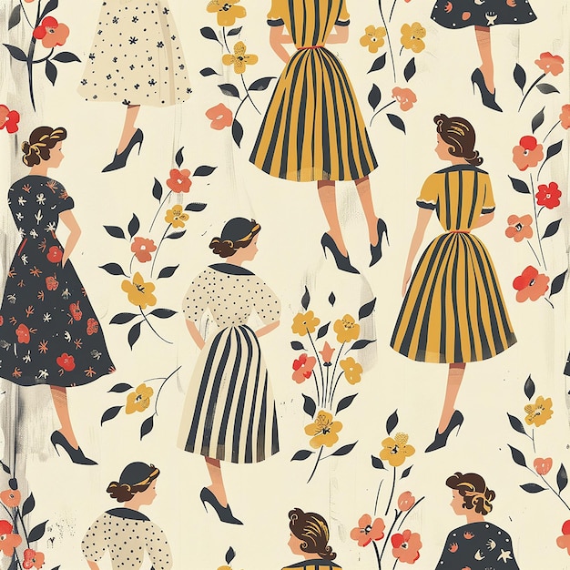 Photo 1940s vintage pattern design