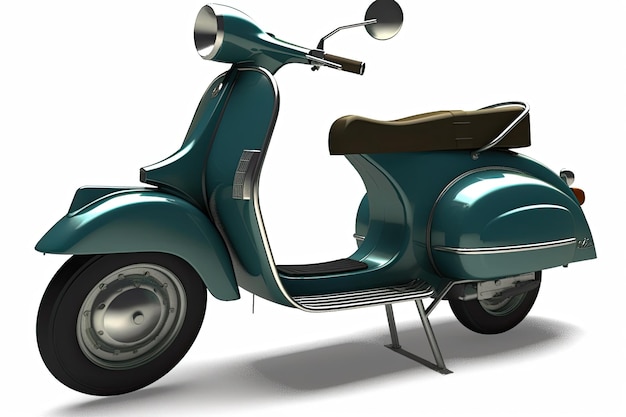 1959 Italian Vespa motorcycle in teal isolated against a white background Generative AI