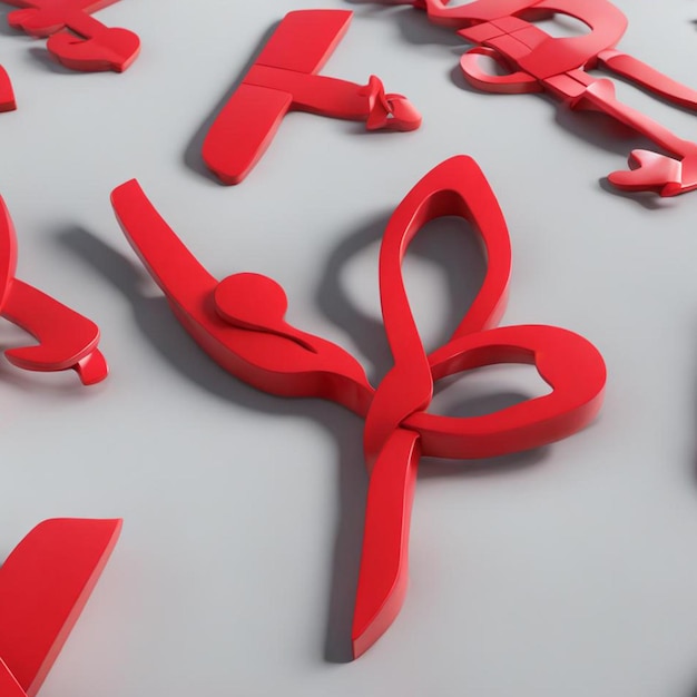 Photo 1st december world aids dayrepresenting aids day by 3d red ribbon showing a halfbutterfly