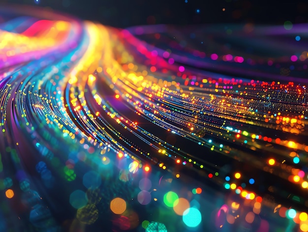 Photo 2 abstract visualization of highspeed internet colorful data streams flowing through networks 4k resolution for crisp visuals