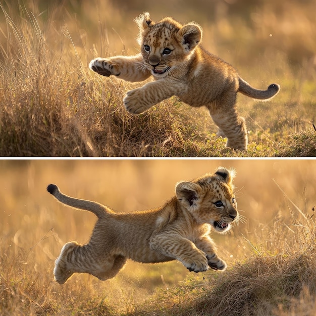 Photo 2 lion cubs playing photographed one above and the other below v 61 job id d46f8c00fa384dc5b87c7048cbee0108