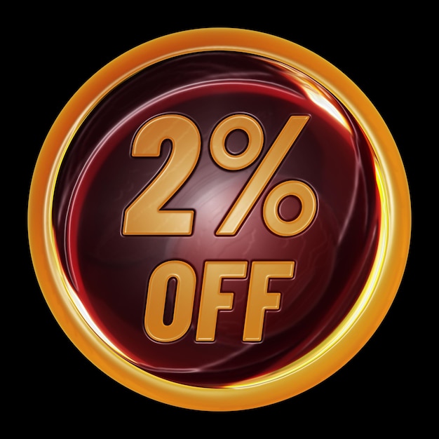 2 percent off on round sign for discount promotion offer and sale concept