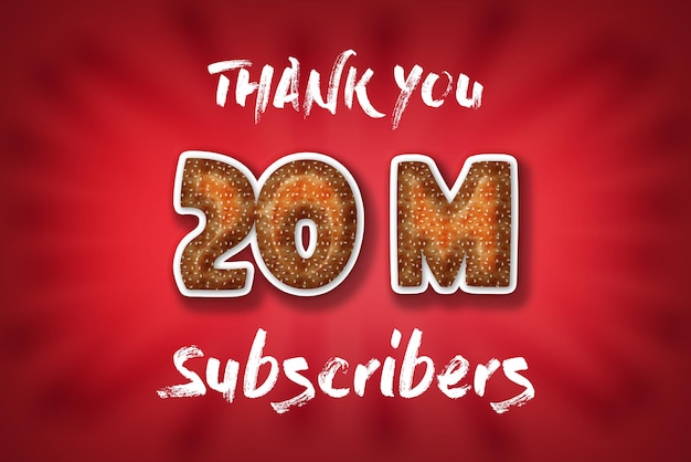 20 million subscribers celebration greeting banner with burger design