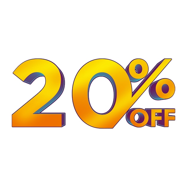 20 Percent Discount Offers Tag with 3D Style Design