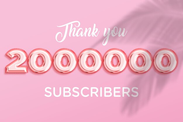 2000000 subscribers celebration greeting banner with rose gold design