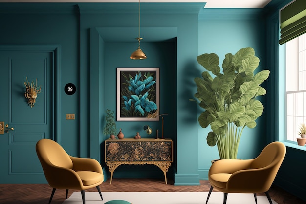 2020 interior design color trend illustrations