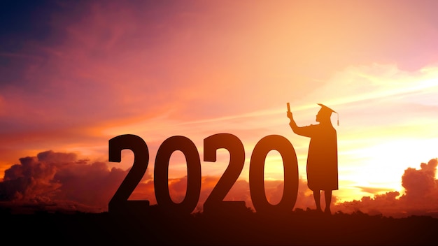 2020 New year Silhouette people graduation in 2020 years education congratulation 