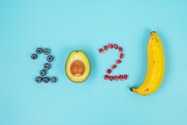 2021 Happy New Year and New You with fruit