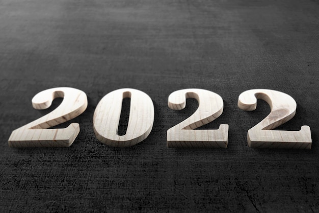 2022 on black background. Happy New Year 2022