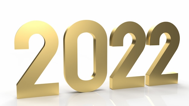 The 2022 gold on white background for happy new year content 3d rendering