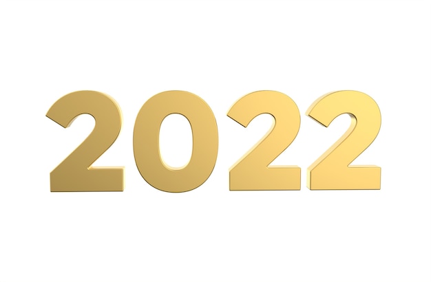 2022 golden bold letters 3d-illustration isolated