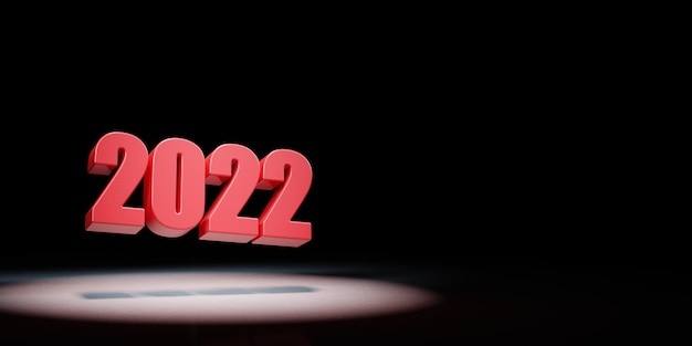 2022 Year Number Text Spotlighted on Black Background