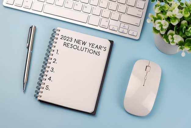 2023 New Year Resolutions Text On Note Pad