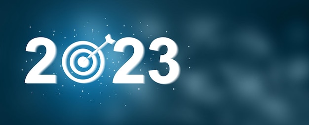 2023 and target icon on virtual screen